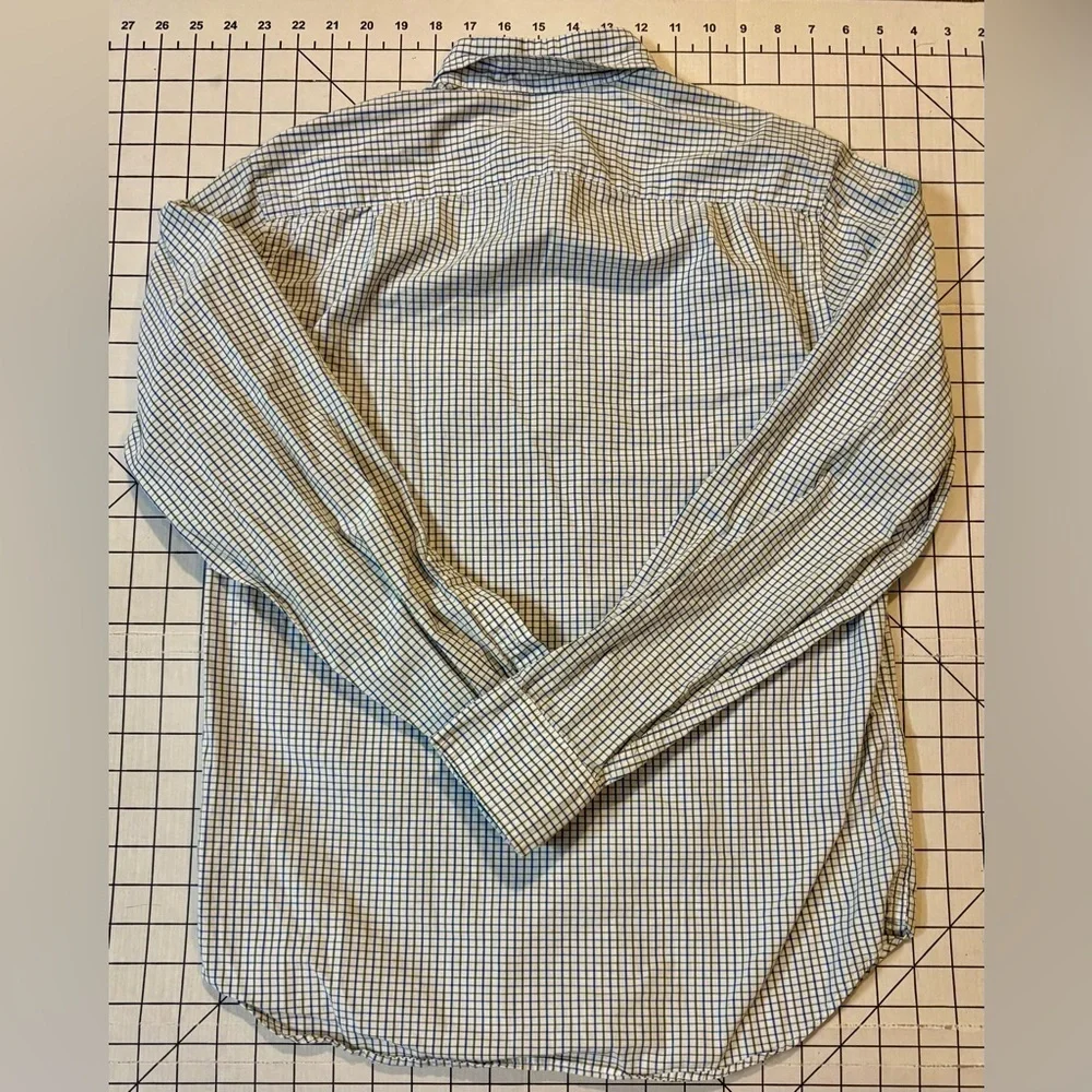 J. Crew Men’s Size Small White/Blue/Green Washed Casual Tailored Fit Button Down